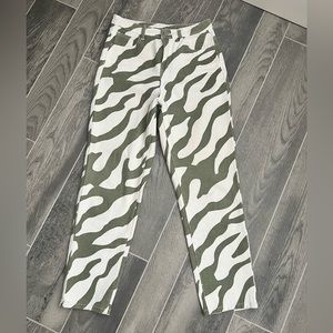 Green and white stripped jeans